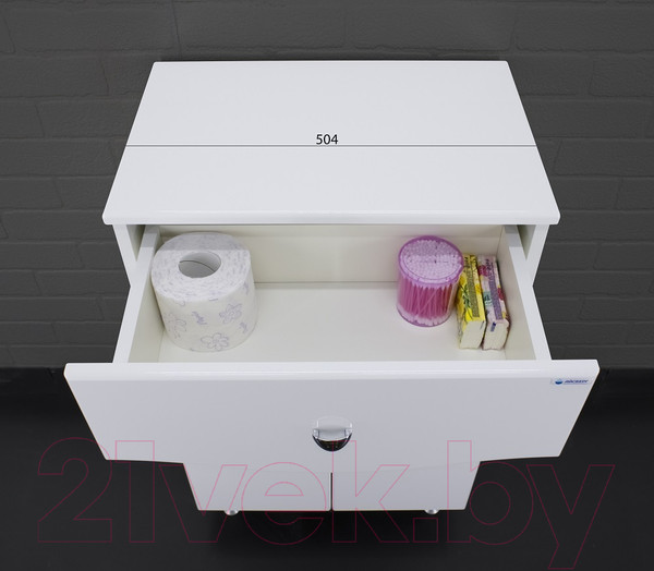 Изображение товара Тумба для ванной Айсберг 50 Волна с верхним ящиком В1