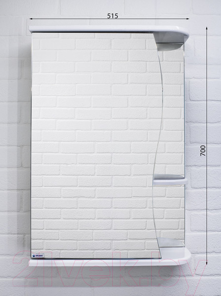 Изображение товара Шкаф с зеркалом для ванной Айсберг Волна 1-50 (левый)