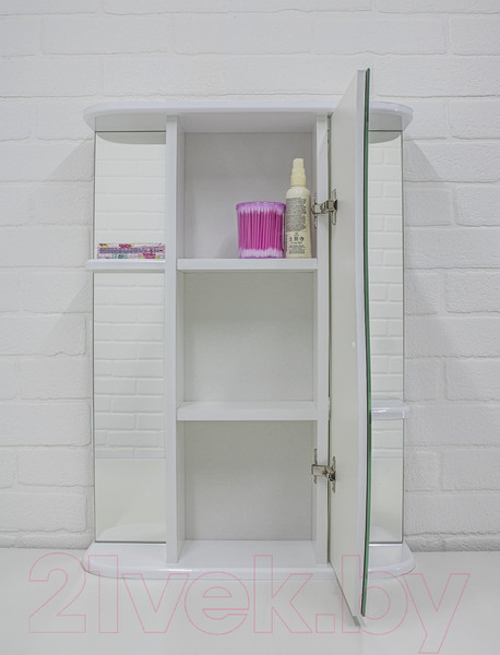 Изображение товара Шкаф с зеркалом для ванной Айсберг Волна 2-55 (правый)