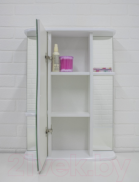 Изображение товара Шкаф с зеркалом для ванной Айсберг Волна 2-60 (левый)