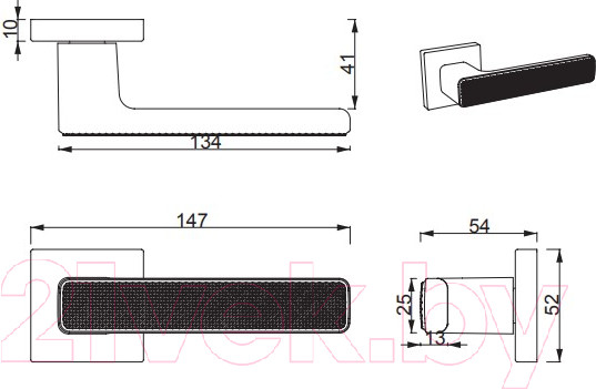 Изображение товара Ручка дверная Cebi Zip Gren SQ МР04 (матовый никель/полимер)
