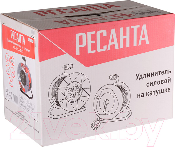 Изображение товара Удлинитель на катушке Ресанта СУ-3х1.5-30/2 (61/118/6)