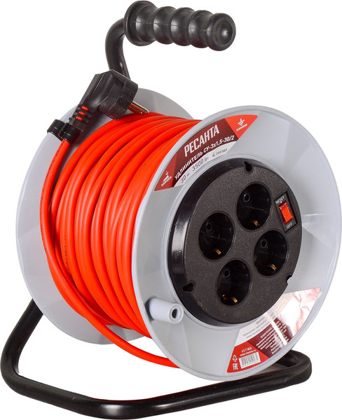 Изображение товара Удлинитель на катушке Ресанта СУ-3х1.5-30/2 (61/118/6)