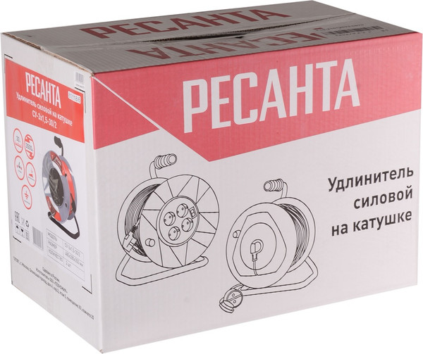 Изображение товара Удлинитель на катушке Ресанта СУ-3х1.5-30/2 (61/118/6)