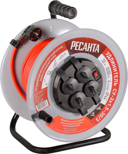 Изображение товара Удлинитель на катушке Ресанта СУ-3х1.5-30/3 (61/118/7)