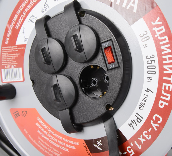 Изображение товара Удлинитель на катушке Ресанта СУ-3х1.5-30/3 (61/118/7)