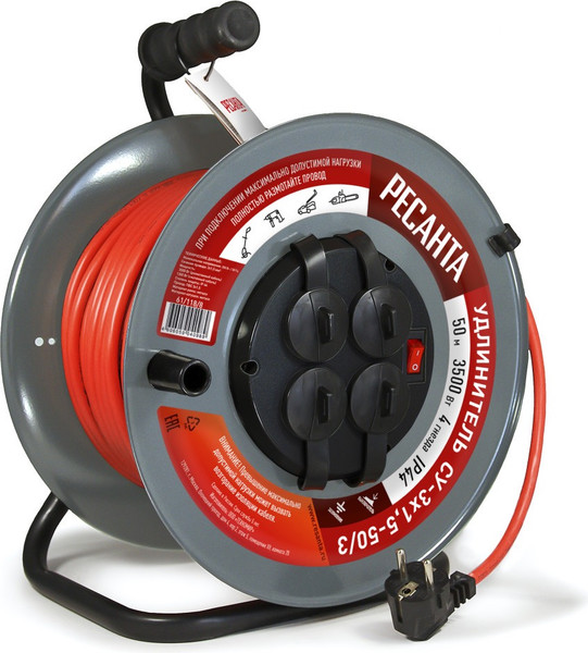 Изображение товара Удлинитель на катушке Ресанта СУ-3х1.5-50/3 (61/118/8)