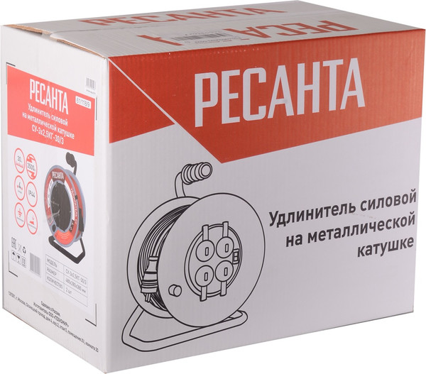 Изображение товара Удлинитель на катушке Ресанта СУ-3х2.5КГ-30/3 (61/118/9)