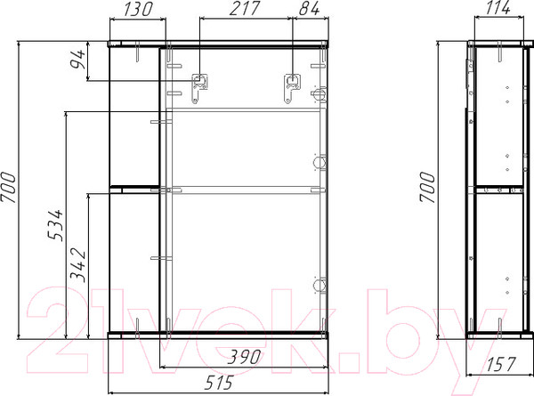 Изображение товара Шкаф с зеркалом для ванной Айсберг Норма 1-50 (правый)