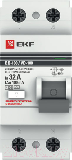Изображение товара Устройство защитного отключения EKF PROxima ВД-100 2P 32А 100мА / elcb-2-32-100-em-pro