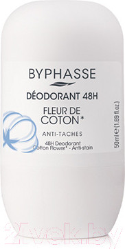 Изображение товара Дезодорант шариковый Byphasse Cotton Flower 48H С экстрактом хлопка (50мл)
