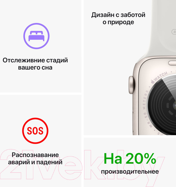Изображение товара Умные часы Apple Watch SE 2 GPS 40mm MNJP3 / MNT33 (алюминий звездный свет/звездный свет спортивный)