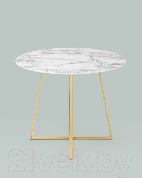 Изображение товара Обеденный стол Stool Group Дакота 100x100 / FDC8004 wh/gld (белый/золото)