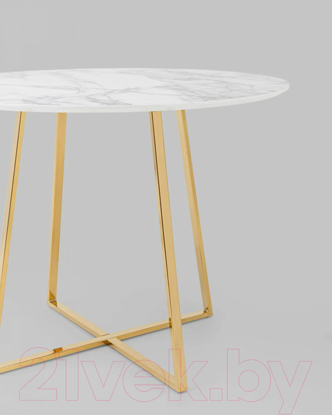 Изображение товара Обеденный стол Stool Group Дакота 100x100 / FDC8004 wh/gld (белый/золото)