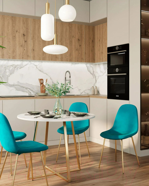 Изображение товара Обеденный стол Stool Group Дакота 100x100 / FDC8004 wh/gld (белый/золото)