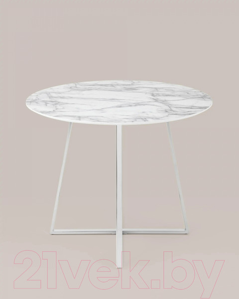 Изображение товара Обеденный стол Stool Group Дакота 100x100 / FDC8004 wh/chr (белый/хром)