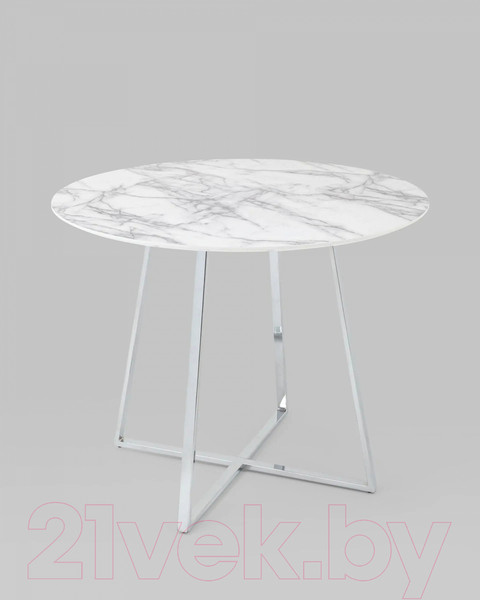 Изображение товара Обеденный стол Stool Group Дакота 100x100 / FDC8004 wh/chr (белый/хром)