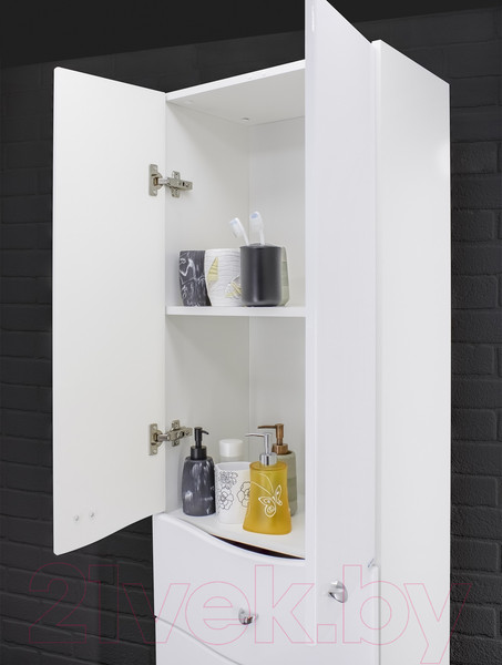 Изображение товара Шкаф-пенал для ванной Айсберг Волна 50 с верхним ящиком В1