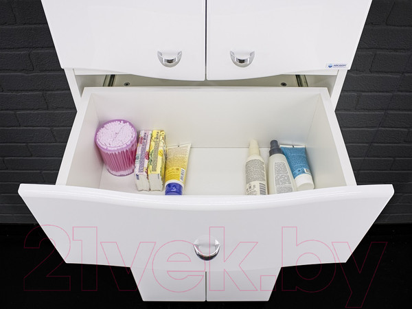 Изображение товара Шкаф-пенал для ванной Айсберг Волна 50 с верхним ящиком В1