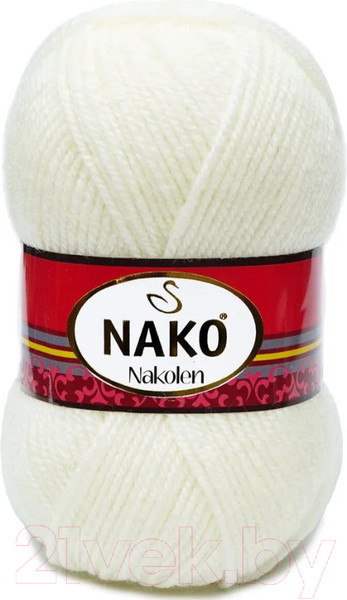 Изображение товара Пряжа для вязания Nako Nakolen 49% шерсть, 51% акрил / 300 (210м, молочный)