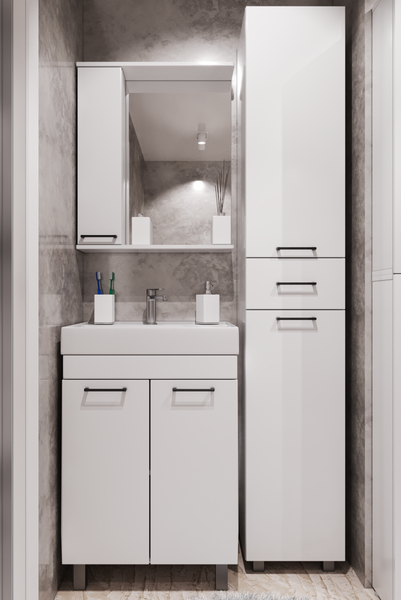 Изображение товара Шкаф-пенал для ванной Айсберг Контраст 35 с верхним ящиком В1 (левый)