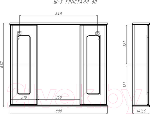 Изображение товара Шкаф с зеркалом для ванной Айсберг Кристалл 80