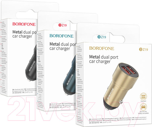 Изображение товара Адаптер питания автомобильный Borofone BZ19 (черный)
