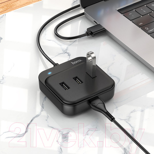 Изображение товара USB-хаб Hoco HB31 (0.2м, черный)