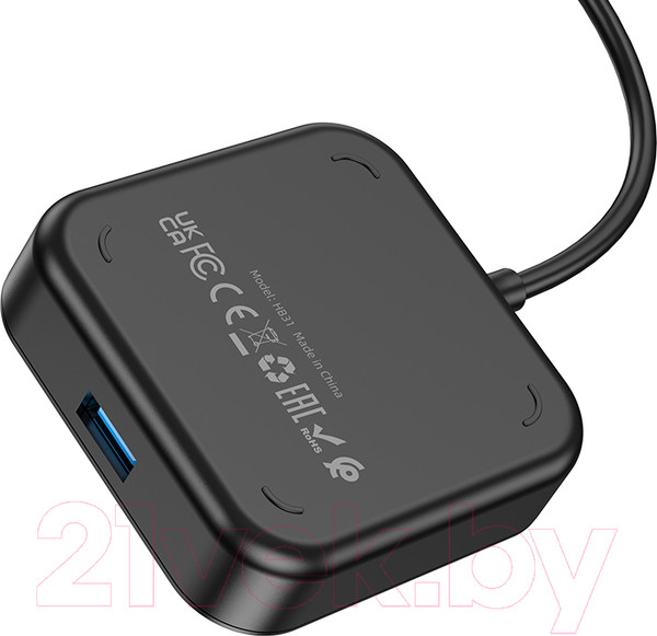 Изображение товара USB-хаб Hoco HB31 (0.2м, черный)