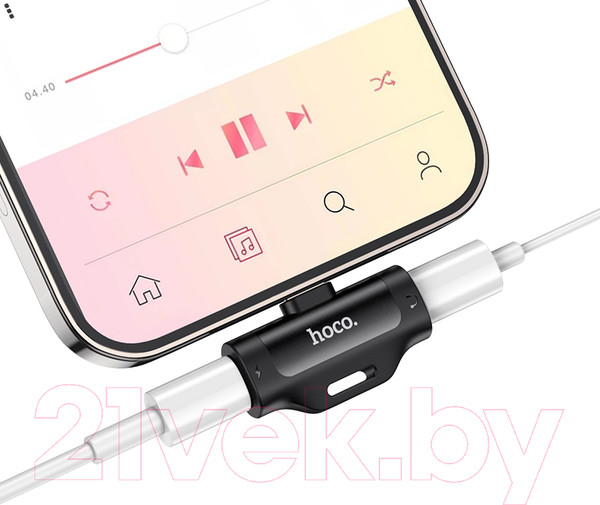 Изображение товара Адаптер Hoco LS31 Lightning - Lightning+Lightning (черный)