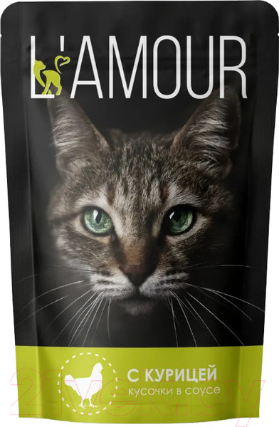 Изображение товара Влажный корм для кошек L'amour С курицей в соусе (75г)