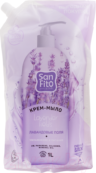 Изображение товара Мыло жидкое Sanfito Sensitive Лавандовые поля дойпак (1л)