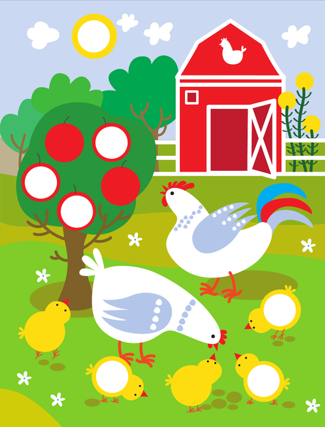 Изображение товара Развивающая книга АСТ На ферме. Волшебные кружочки. Найди и приклей! Мягкая обложка