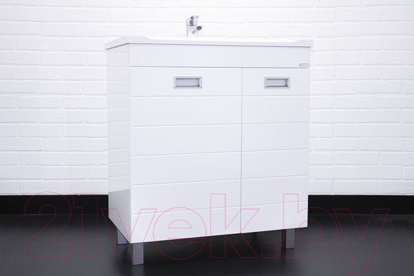 Изображение товара Тумба под умывальник Домино Elen 75 Cube без ящика с корзиной для белья