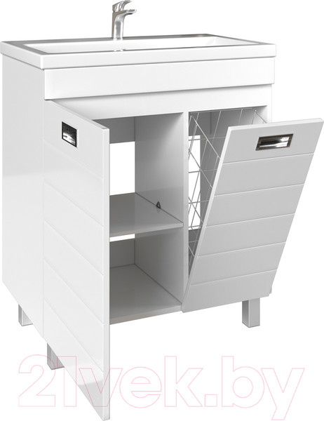 Изображение товара Тумба под умывальник Домино Elen 75 Cube без ящика с корзиной для белья