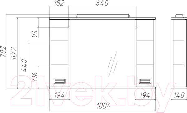 Изображение товара Шкаф с зеркалом для ванной Домино Cube 100