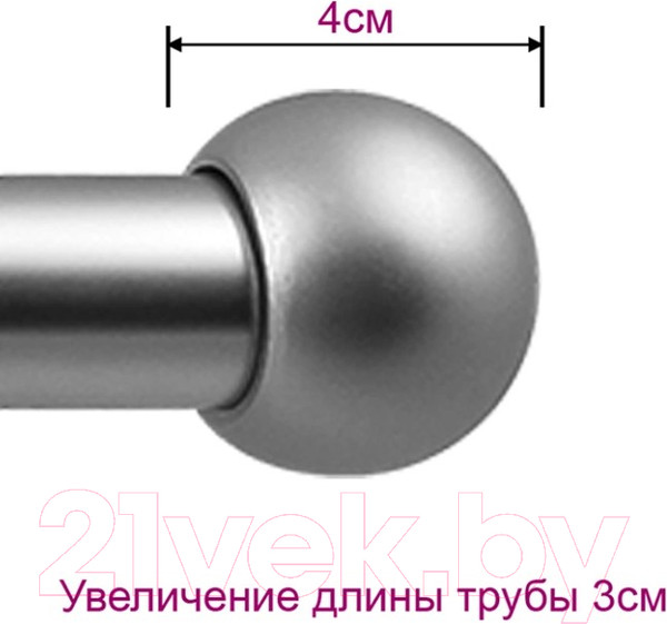 Изображение товара Карниз для штор LEGRAND Шар раздвижной 1.6-3м 1-но рядный / 58102155 (серебро матовое)