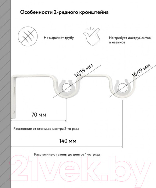 Изображение товара Карниз для штор LEGRAND Лист Раздвижной 1.6-3м 2-х рядный / 58102163 (белый)