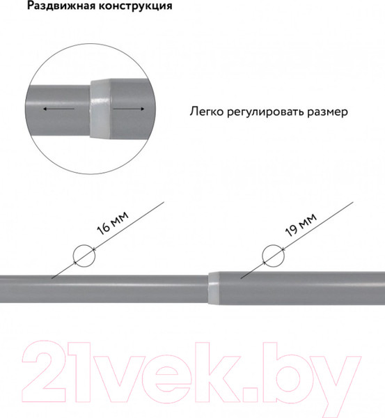 Изображение товара Карниз для штор LEGRAND Цилиндр Раздвижной 1.6-3м 2-х рядный / 58102165 (серый)