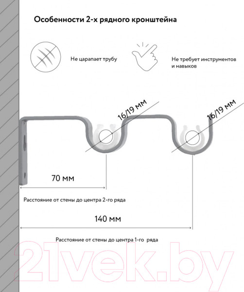 Изображение товара Карниз для штор LEGRAND Цилиндр Раздвижной 1.6-3м 2-х рядный / 58102165 (серый)