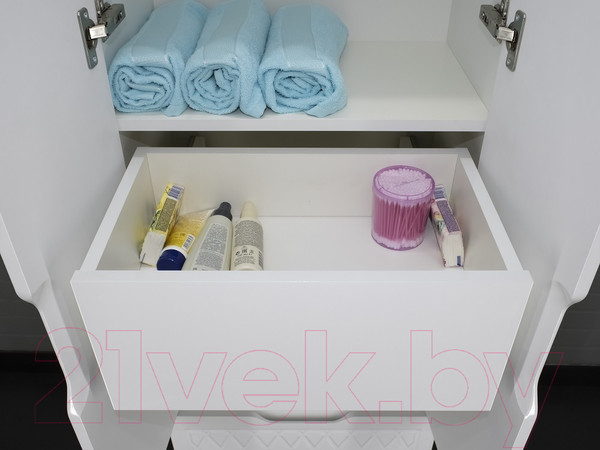 Изображение товара Шкаф-пенал для ванной Домино 3D 50 В1 с корзиной для белья