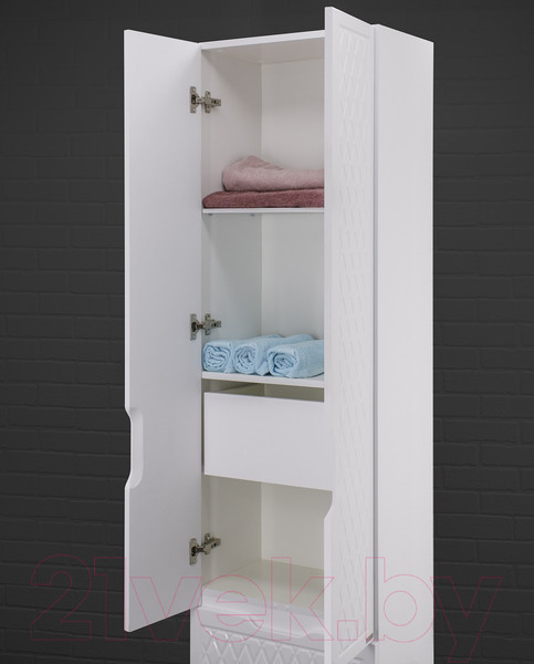 Изображение товара Шкаф-пенал для ванной Домино 3D 50 В1 с корзиной для белья