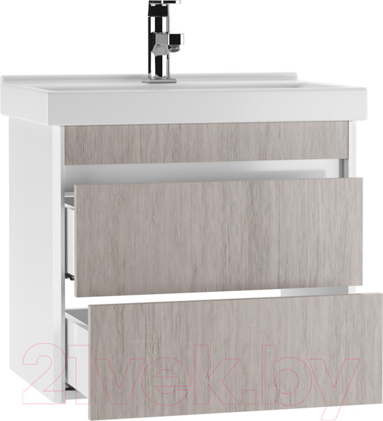 Изображение товара Тумба под умывальник Домино Fest 60 Uno подвесная с двумя ящиками В2 (дуб серый)