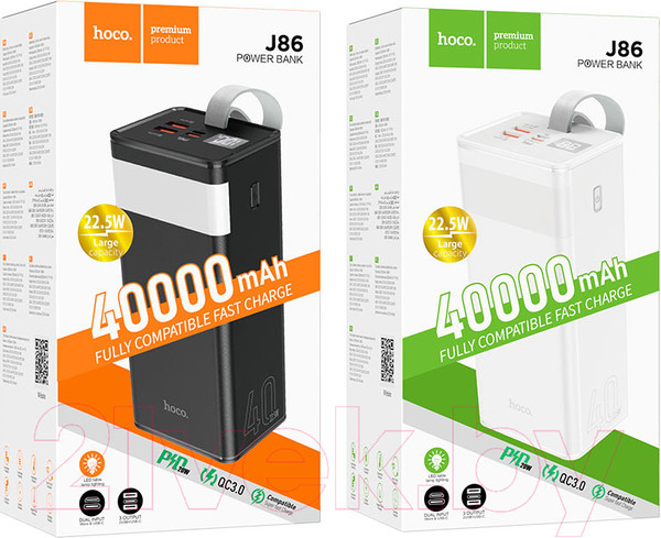 Изображение товара Портативное зарядное устройство Hoco J86 40000mAh (черный)