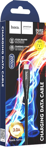 Изображение товара Кабель Hoco DU02 Plus Lightning (2м, черный)