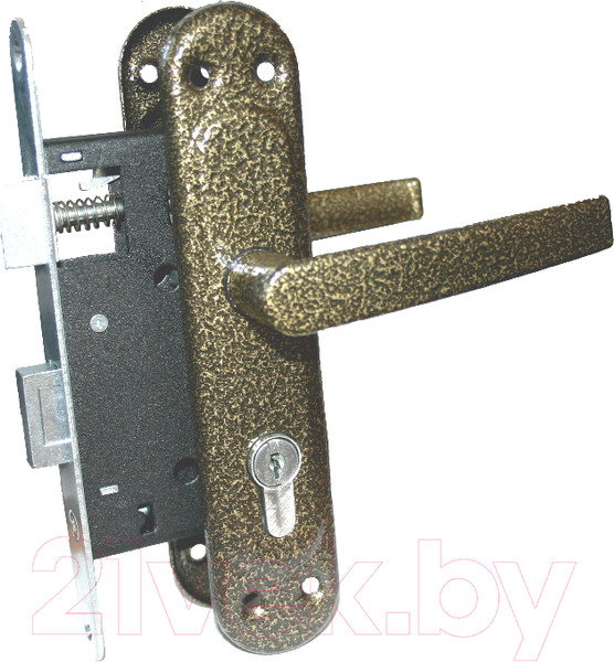 Изображение товара Замок врезной Металлист Цилиндр ЗВ-4 С защёлкой и ручками / ME0000000000140 (медь)