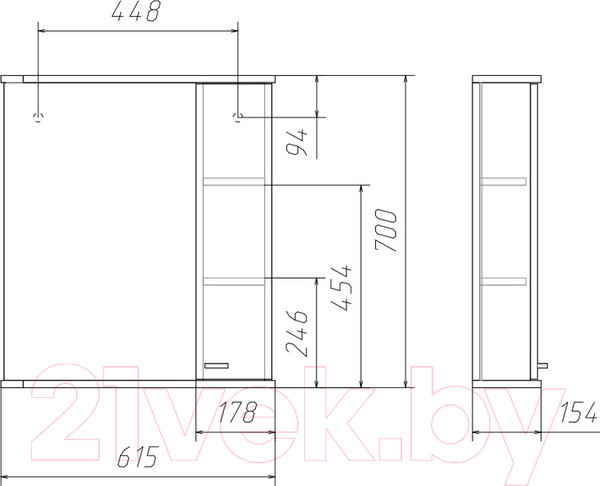Изображение товара Шкаф с зеркалом для ванной Айсберг Радуга 60 (лайм)
