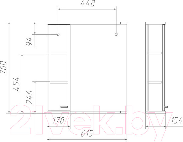 Изображение товара Шкаф с зеркалом для ванной Айсберг Радуга 60 (лайм)