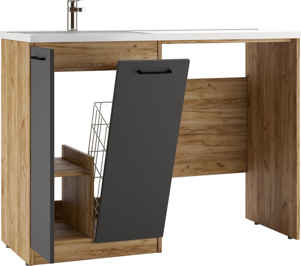 Изображение товара Тумба под умывальник Домино Космос 120 Craft с корзиной