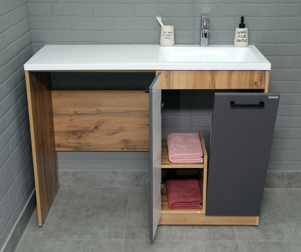 Изображение товара Тумба под умывальник Домино Космос 120 Craft с корзиной